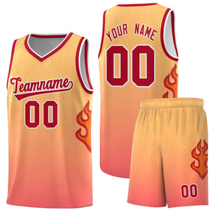 Custom Yellow Orange-Red Flame Gradient Fashion Sports Uniform Basketball Jersey