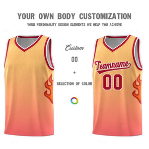 Custom Yellow Orange-Red Flame Gradient Fashion Sports Uniform Basketball Jersey