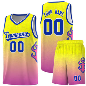 Custom Orange Pink-Royal  Flame Gradient Fashion Sports Uniform Basketball Jersey