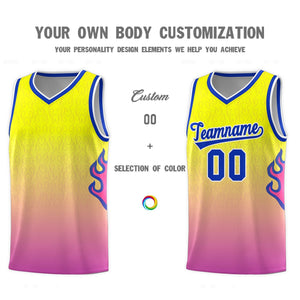 Custom Orange Pink-Royal  Flame Gradient Fashion Sports Uniform Basketball Jersey