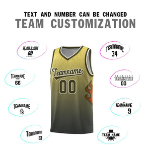 Custom Yellow Olive-Cream Flame Gradient Fashion Sports Uniform Basketball Jersey