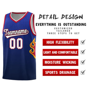 Custom Royal Navy-White Flame Gradient Fashion Sports Uniform Basketball Jersey