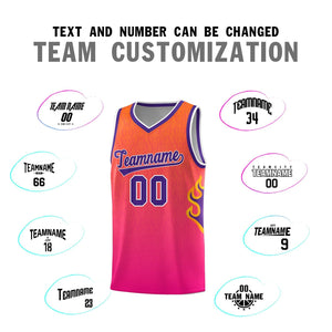 Custom Orange Pink-Purple Flame Gradient Fashion Sports Uniform Basketball Jersey