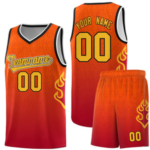 Custom Orange Red-Gold Flame Gradient Fashion Sports Uniform Basketball Jersey