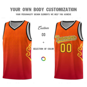 Custom Orange Red-Gold Flame Gradient Fashion Sports Uniform Basketball Jersey