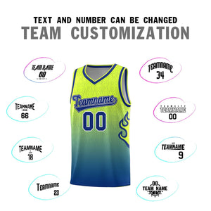 Custom Green Royal Flame Gradient Fashion Sports Uniform Basketball Jersey