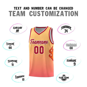 Custom Yellow Orange-Red Flame Gradient Fashion Sports Uniform Basketball Jersey