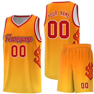 Custom Orange Gold-Red Flame Gradient Fashion Sports Uniform Basketball Jersey