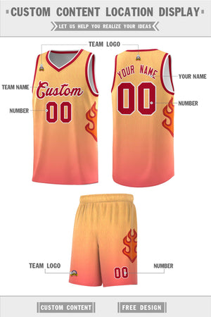 Custom Yellow Orange-Red Flame Gradient Fashion Sports Uniform Basketball Jersey