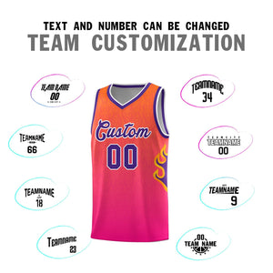 Custom Orange Pink-Purple Flame Gradient Fashion Sports Uniform Basketball Jersey