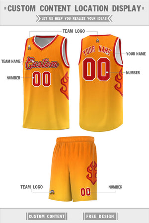 Custom Orange Gold-Red Flame Gradient Fashion Sports Uniform Basketball Jersey