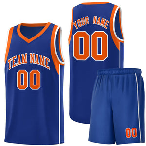 Custom Royal Orange-White Sleeve Color Blocking Classic Sports Uniform Basketball Jersey