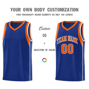 Custom Royal Orange-White Sleeve Colorblocking Classic Sports Uniform Basketball Jersey