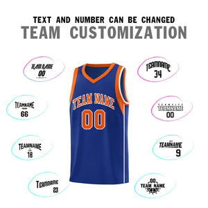 Custom Royal Orange-White Sleeve Color Blocking Classic Sports Uniform Basketball Jersey