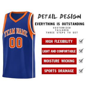 Custom Royal Orange-White Sleeve Colorblocking Classic Sports Uniform Basketball Jersey
