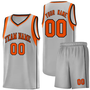 Custom Gray Orange-Black Sleeve Colorblocking Classic Sports Uniform Basketball Jersey