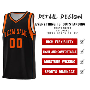 Custom Black Orange Sleeve Color Blocking Classic Sports Uniform Basketball Jersey