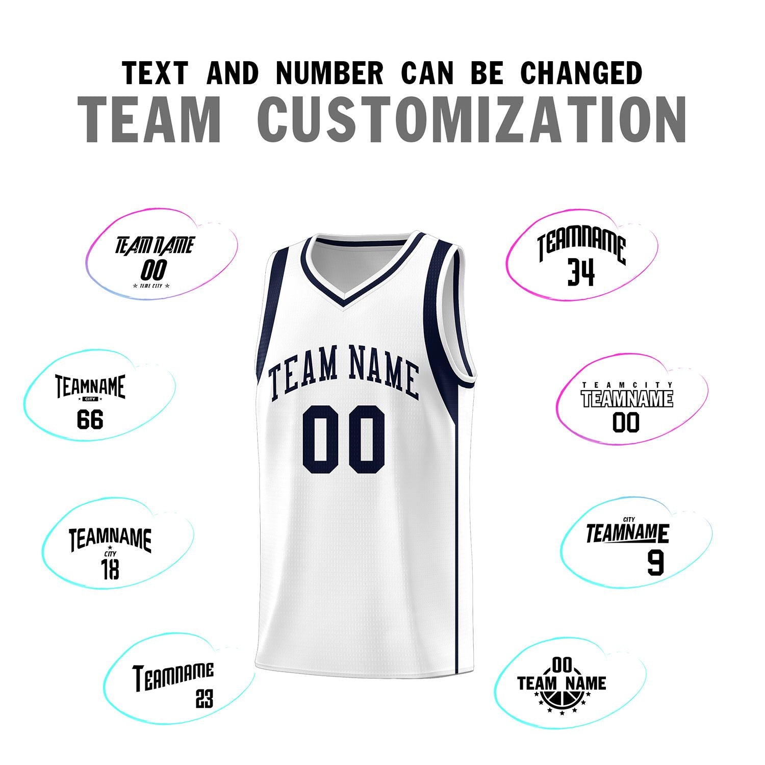 Custom White Navy Sleeve Color Blocking Classic Sports Uniform Basketball Jersey