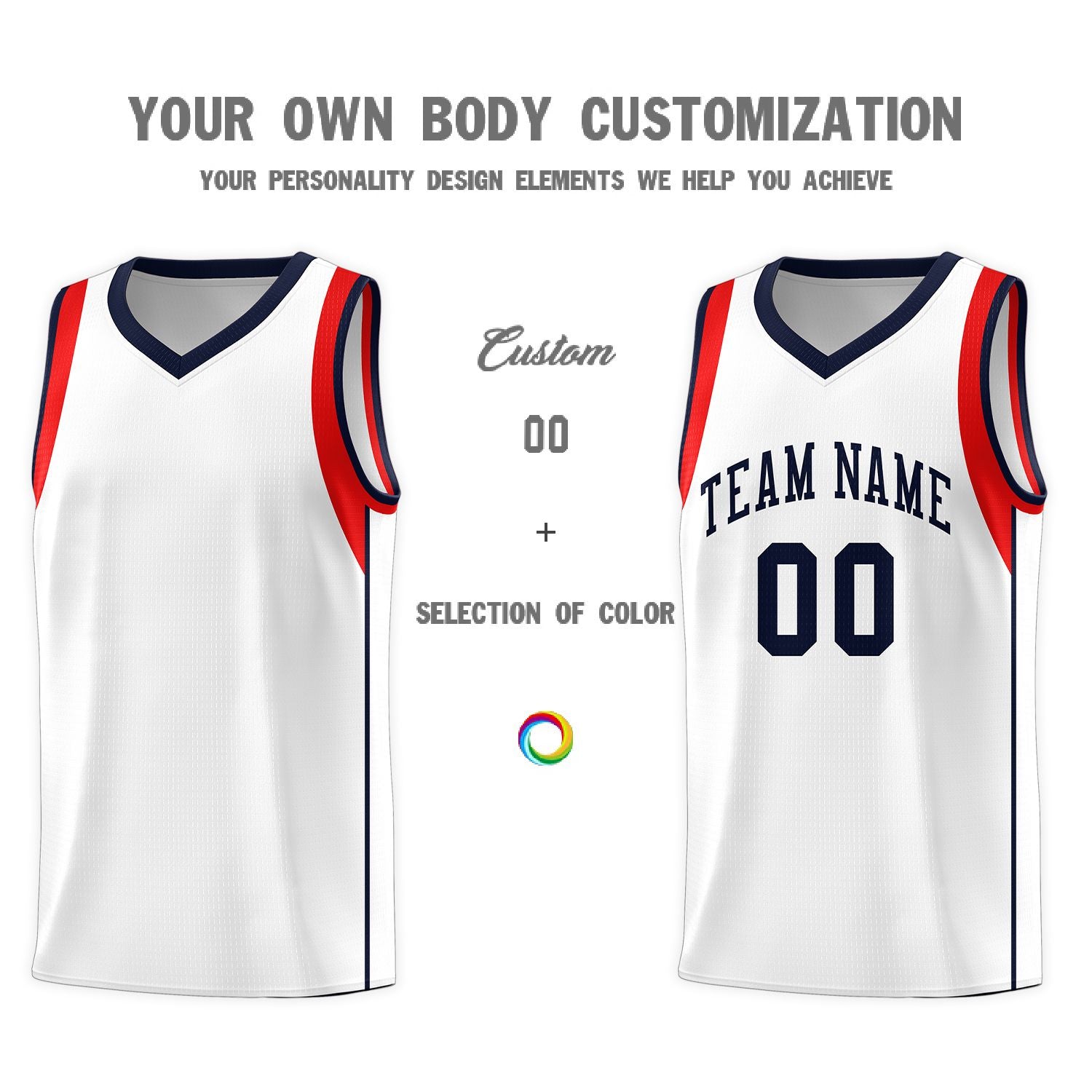 Custom White Royal Sleeve Color Blocking Classic Sports Uniform Basketball Jersey