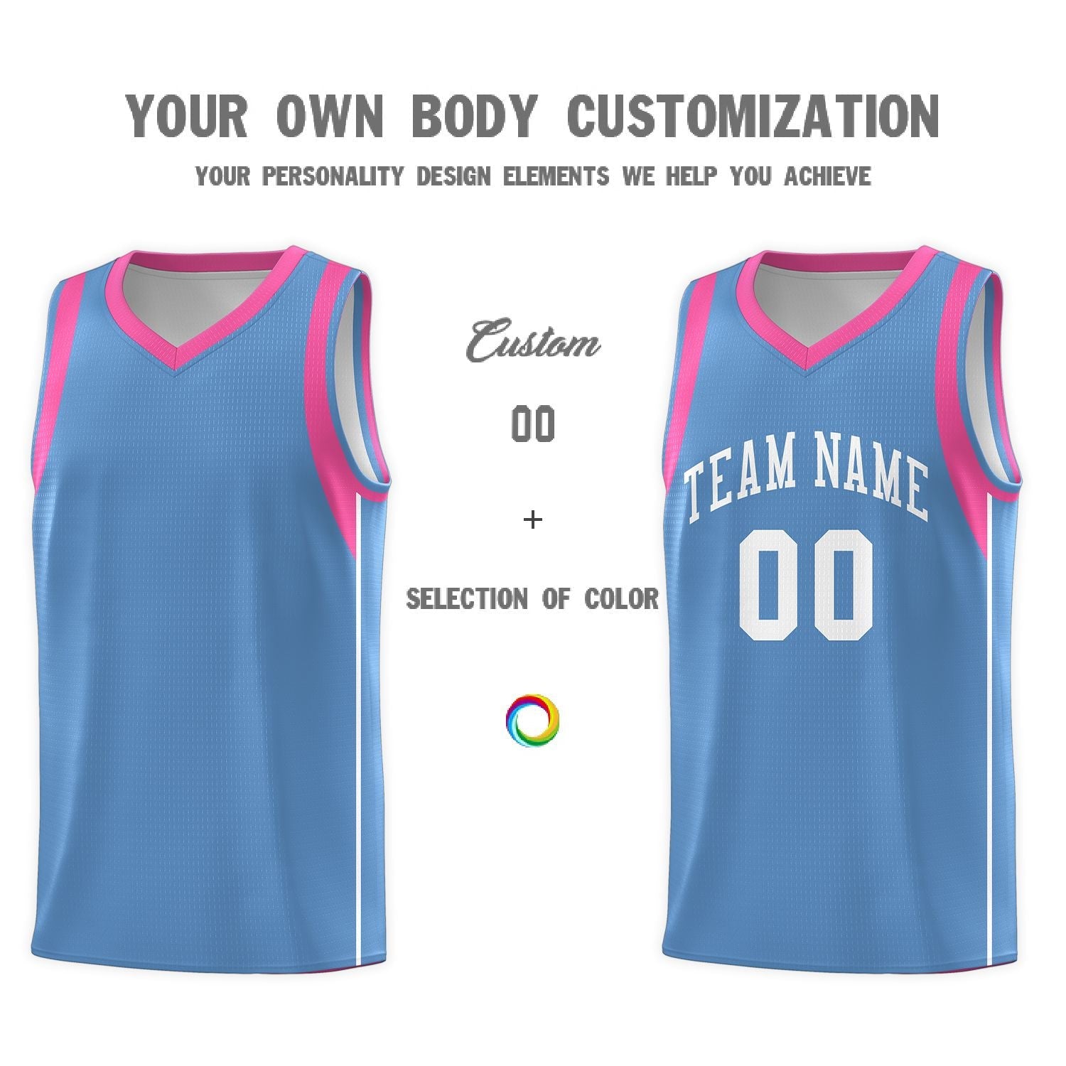 Custom Light Blue White Sleeve Color Blocking Classic Sports Uniform Basketball Jersey