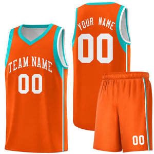 Custom Orange White Sleeve Color Blocking Classic Sports Uniform Basketball Jersey