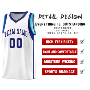 Custom White Purple Sleeve Color Blocking Classic Sports Uniform Basketball Jersey