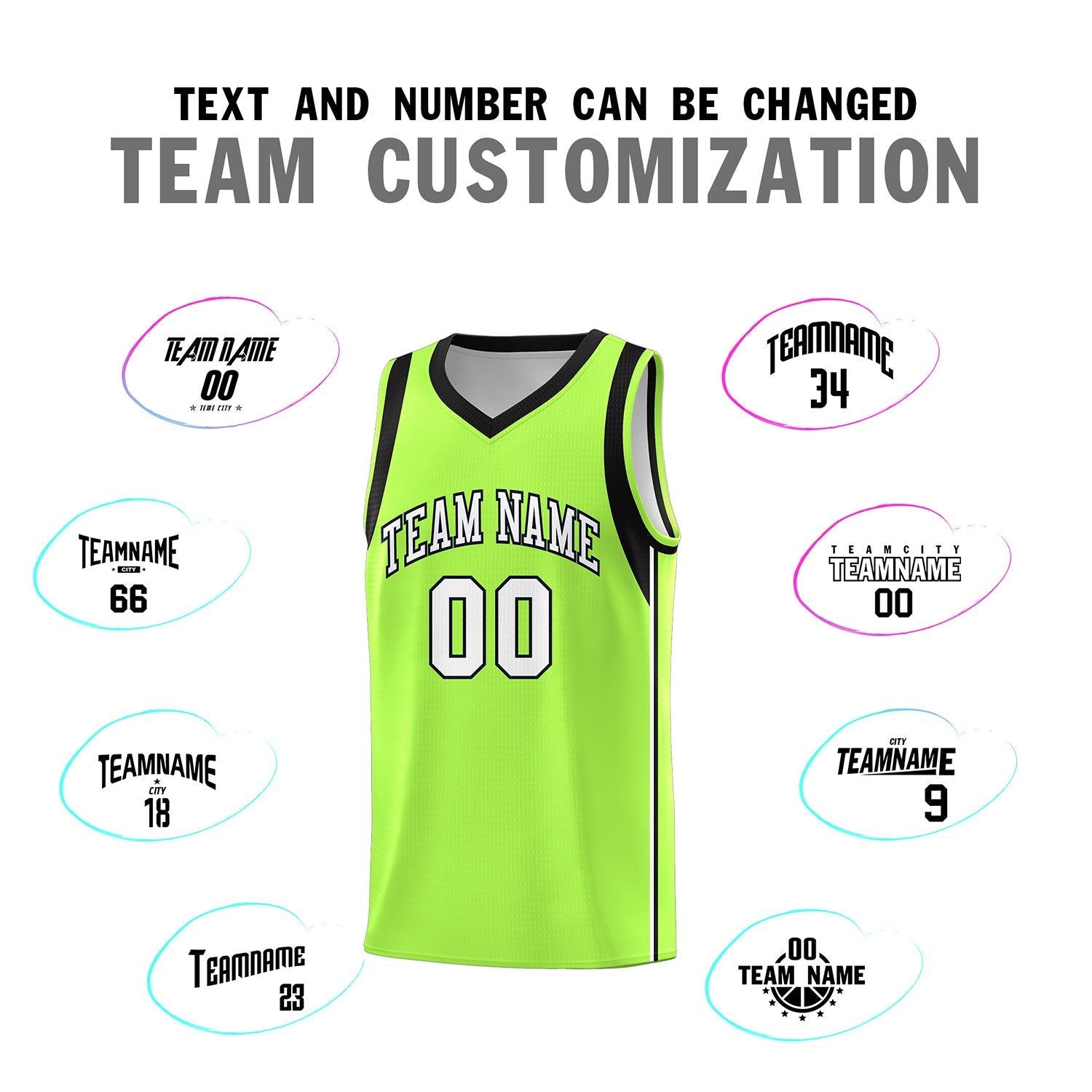 Custom Neon Green White-Black Sleeve Color Blocking Classic Sports Uniform Basketball Jersey