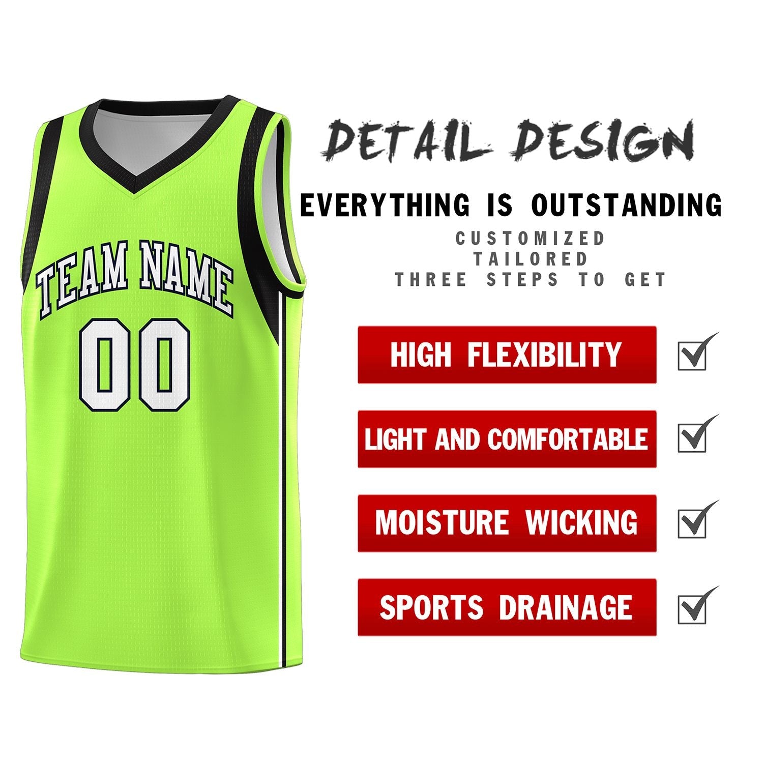 Custom Neon Green White-Black Sleeve Color Blocking Classic Sports Uniform Basketball Jersey