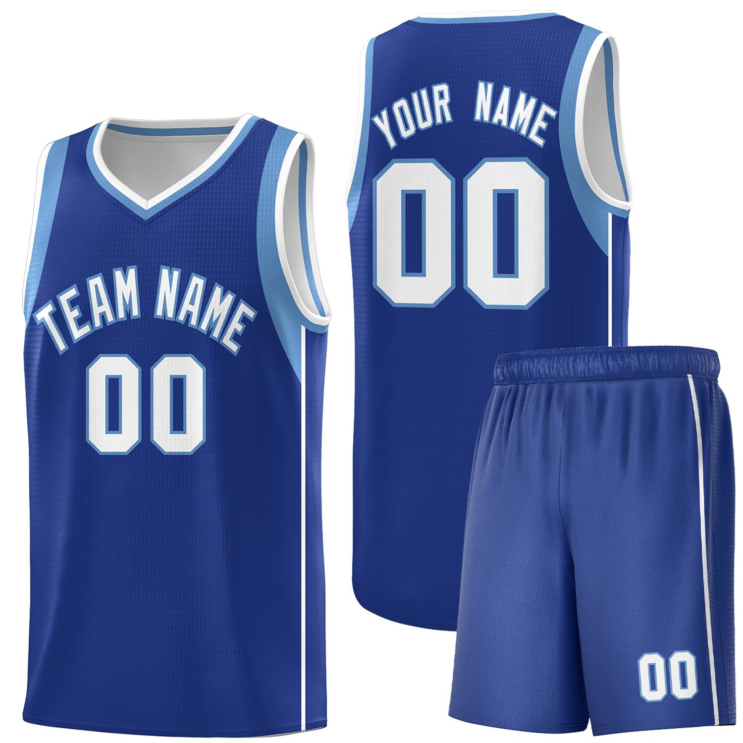 Custom Royal Light Blue-White Sleeve Color Blocking Classic Sports Uniform Basketball Jersey