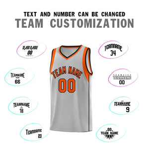 Custom Gray Orange-Black Sleeve Colorblocking Classic Sports Uniform Basketball Jersey