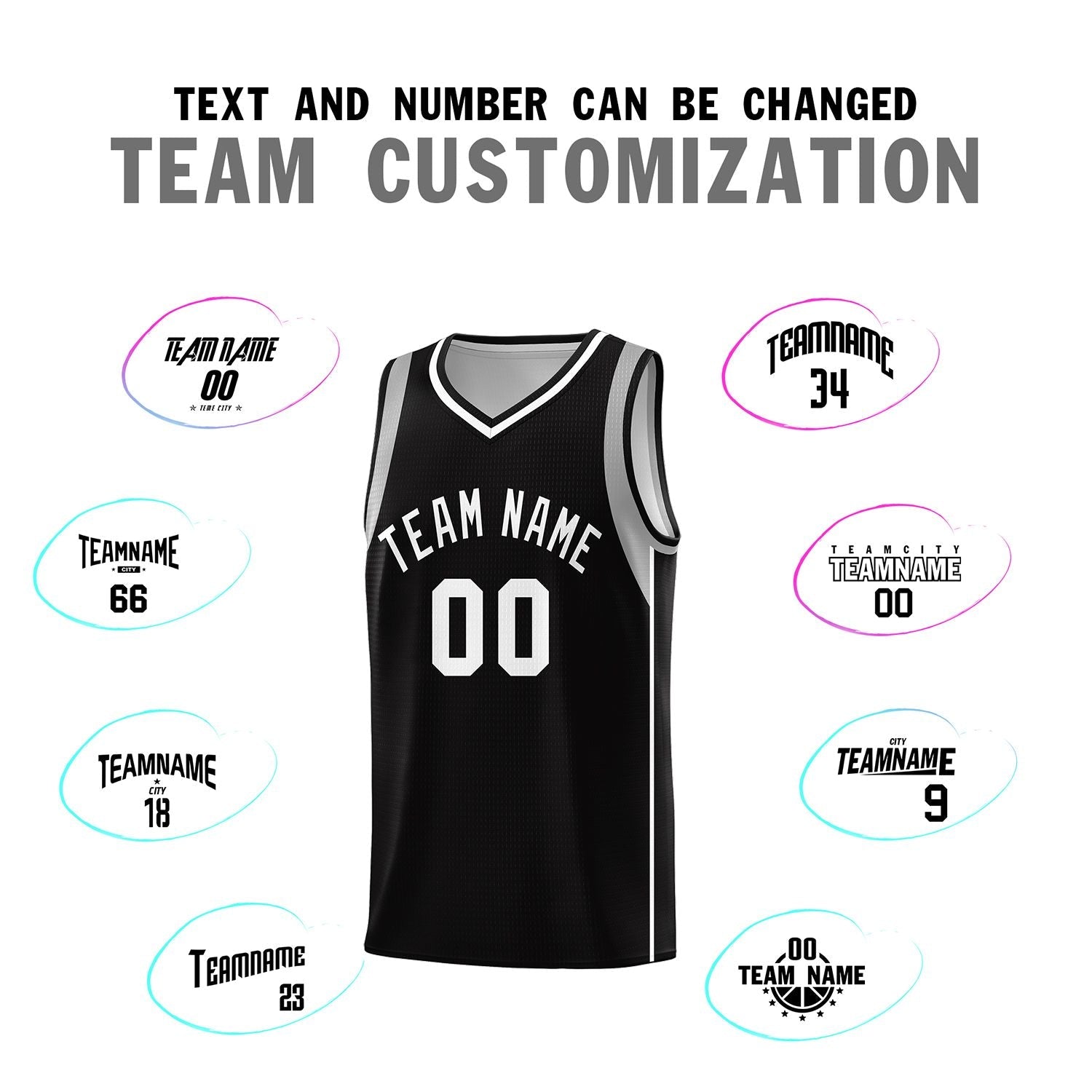 Custom Black White-Gray Sleeve Color Blocking Classic Sports Uniform Basketball Jersey