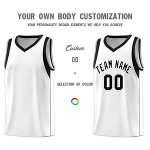 Custom White Black Sleeve Color Blocking Classic Sports Uniform Basketball Jersey