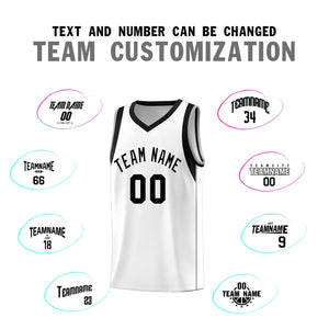 Custom White Black Sleeve Color Blocking Classic Sports Uniform Basketball Jersey