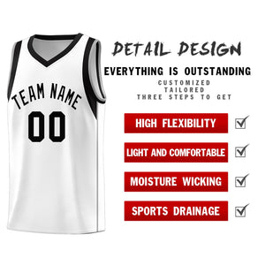 Custom White Black Sleeve Color Blocking Classic Sports Uniform Basketball Jersey