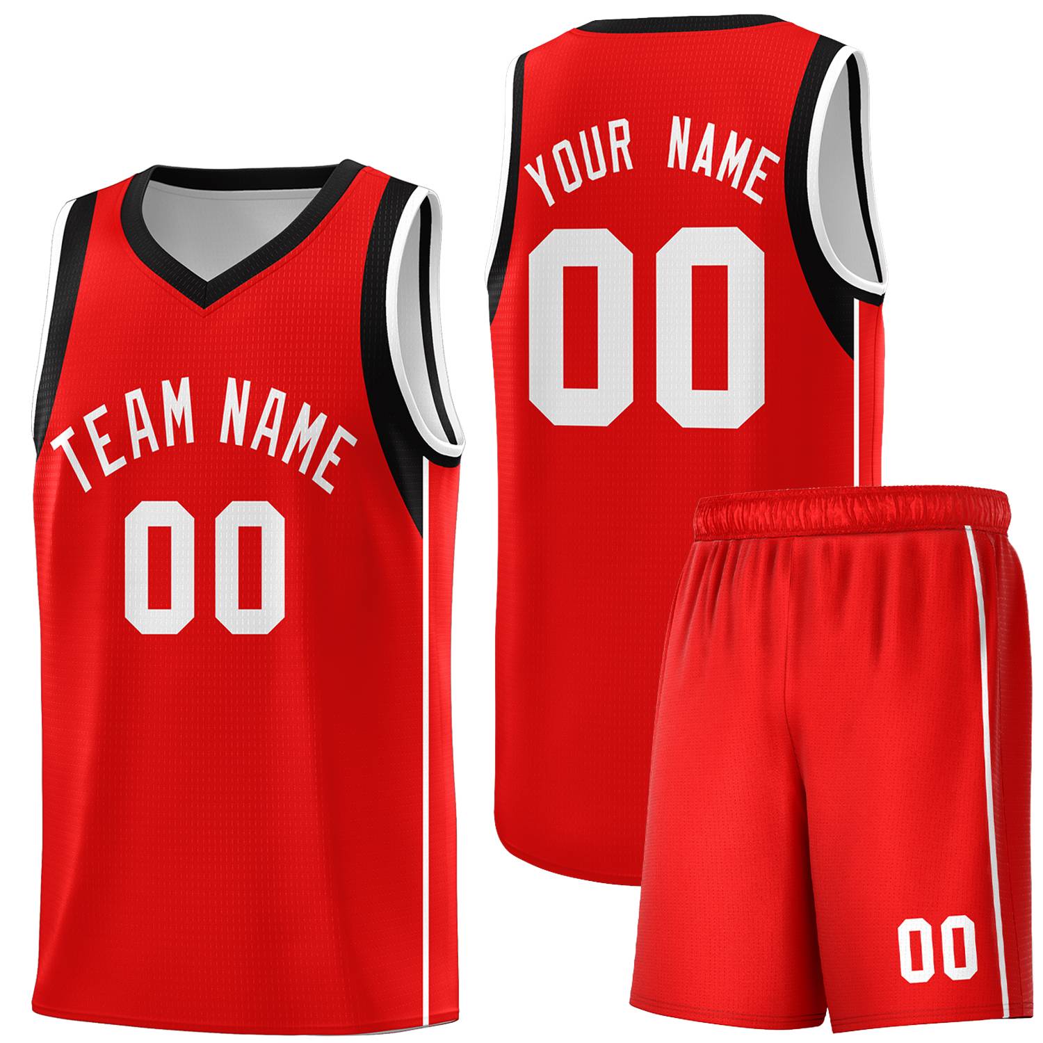 Custom Red White Sleeve Color Blocking Classic Sports Uniform Basketball Jersey