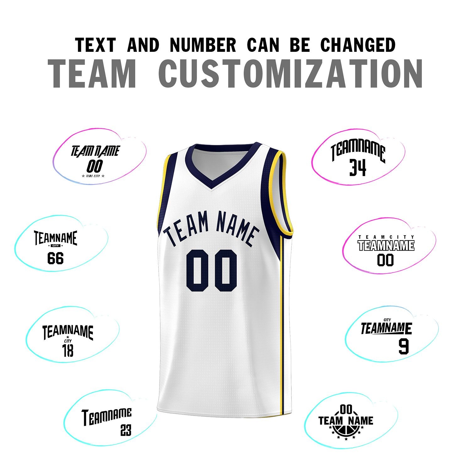 Custom White Navy Sleeve Color Blocking Classic Sports Uniform Basketball Jersey