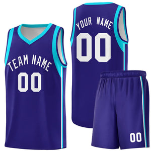 Custom Purple White Sleeve Color Blocking Classic Sports Uniform Basketball Jersey