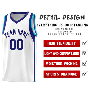 Custom White Purple Sleeve Color Blocking Classic Sports Uniform Basketball Jersey