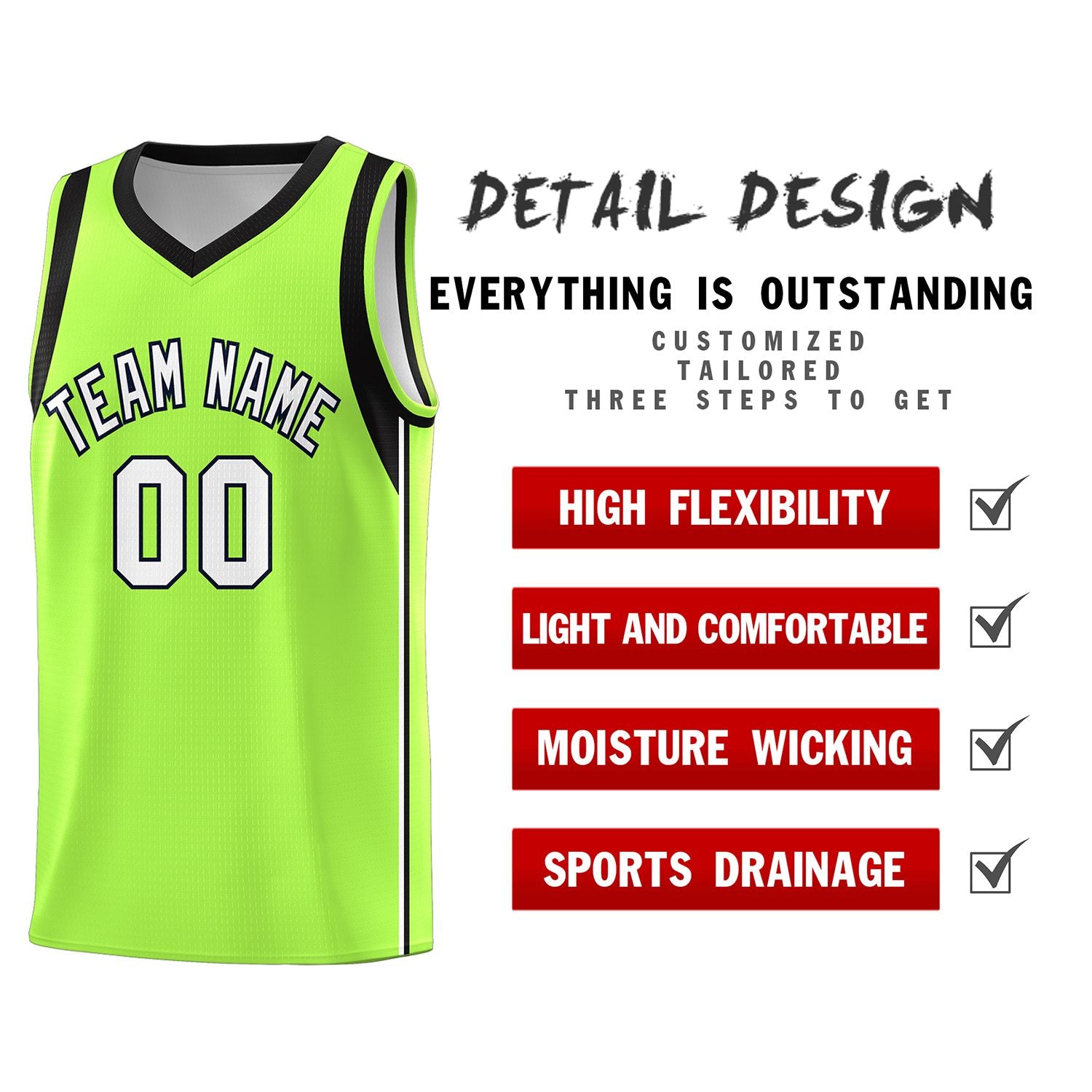 Custom Neon Green White-Black Sleeve Color Blocking Classic Sports Uniform Basketball Jersey