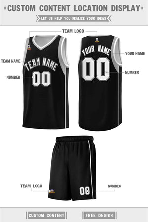 Custom Black White-Black Sleeve Color Blocking Classic Sports Uniform Basketball Jersey