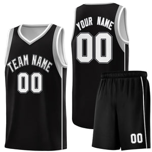 Custom Black White-Black Sleeve Color Blocking Classic Sports Uniform Basketball Jersey