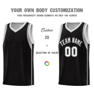 Custom Black White-Black Sleeve Color Blocking Classic Sports Uniform Basketball Jersey