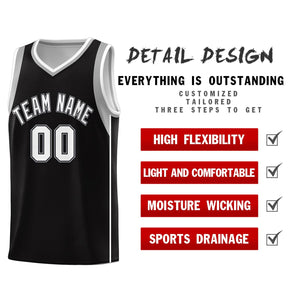 Custom Black White-Black Sleeve Color Blocking Classic Sports Uniform Basketball Jersey