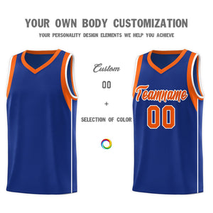 Custom Royal Orange-White Sleeve Color Blocking Classic Sports Uniform Basketball Jersey