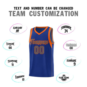 Custom Royal Orange-Gray Sleeve Colorblocking Classic Sports Uniform Basketball Jersey