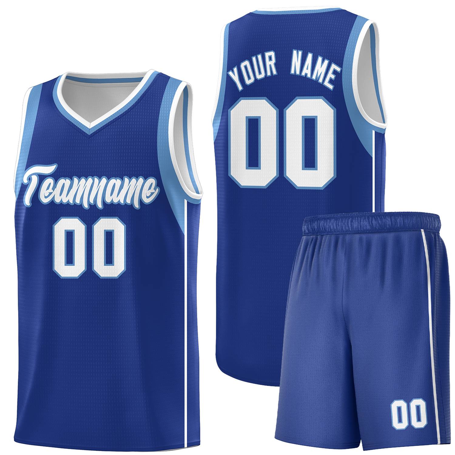 Custom Royal Light Blue-White Sleeve Color Blocking Classic Sports Uniform Basketball Jersey