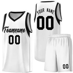 Custom White Black Sleeve Color Blocking Classic Sports Uniform Basketball Jersey