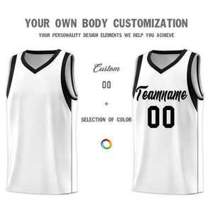 Custom White Black Sleeve Color Blocking Classic Sports Uniform Basketball Jersey