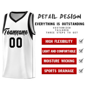 Custom White Black Sleeve Color Blocking Classic Sports Uniform Basketball Jersey