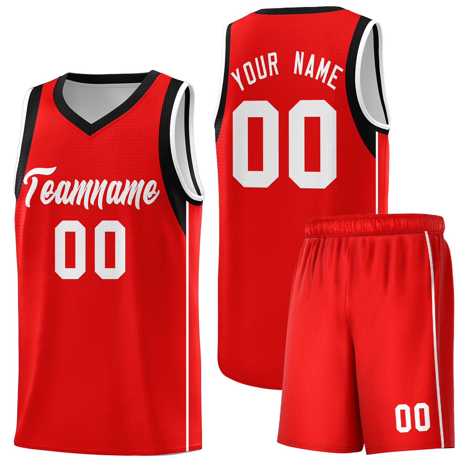 Custom Red White Sleeve Color Blocking Classic Sports Uniform Basketball Jersey